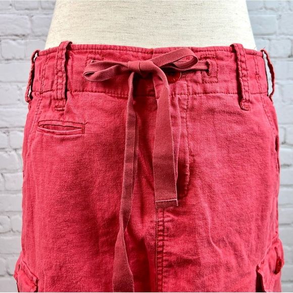 Paperboy Clothing Skirts Paper Boy Red Linen Casual Cargo Mini